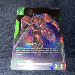 Gundam Trading Card Game Zeon’s Rush ST03-006 LR Char's Zaku II Near Mint Foil - Image 2