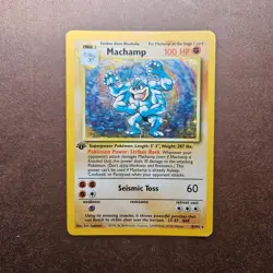 1st Edition Machamp 8/102 Pokemon Base Set Holo Rare Card - HP - First Ed - Image 1