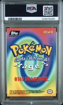 1999 Topps Pokemon Dragonite #149 E12 Movie Edition Foil PSA 8 Black Logo - Image 2