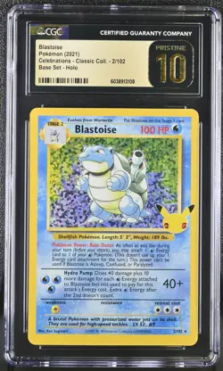Pokemon GRADED 2021 Blastoise 2/102 Celebrations Base Set PRISTINE 10 CGC - Image 1