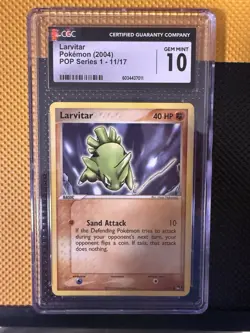 Pokemon TCG Larvitar 11/17 POP Series 1 2004 CGC GEM MINT 10 - Image 1