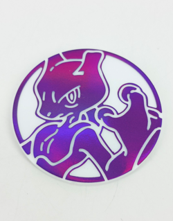 Pokemon Mewtwo White with Purple Mirror Holo Jumbo 2" Coin V Battle Deck - Image 1
