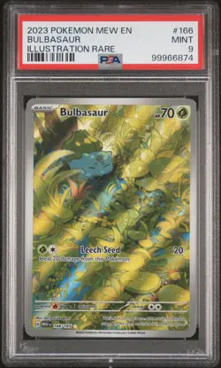 Pokemon Bulbasaur #166 Holo 2023 Pokemon Mew EN Illustration Rare PSA 9 Mint - Image 1