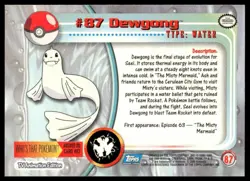 Topps Pokemon Dewgong #87 1999 TV Animation Edition Non Holo Blue Logo NM - Image 2