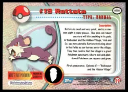 Topps Pokemon Rattata #19 2000 TV Animation Edition Non Holo Blue Logo LP - Image 2
