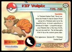 Topps Pokemon Vulpix #37 1999 TV Animation Edition Non Holo Blue Logo LP - Image 2