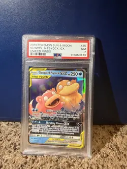 2019 POKEMON SUN&MOON UNIFIED MINDS 35/236 SLOWPOKE & PSYDUCK GX TAG TEAM -PSA 7 - Image 1