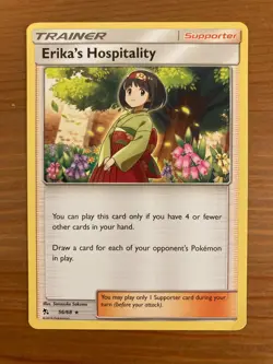 Pokemon TCG Hidden Fates Erika's Hospitality 56/68 Regular Rare - Image 1