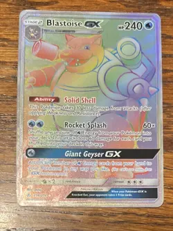 Pokemon TCG Unbroken Bonds Blastoise GX 218/214 Secret Rare Rainbow Card - Image 1
