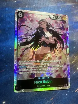 One Piece OP12-087 Nico Robin Super Rare English Trading Card Legacy Master TCG - Image 3