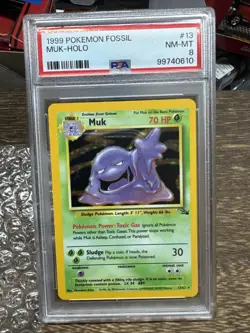 Vintage 1999 Pokemon Fossil Muk - Holo Card #13: PSA 8 NM-MT - Image 1