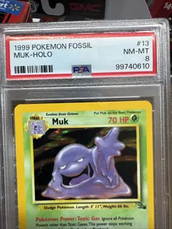 Vintage 1999 Pokemon Fossil Muk - Holo Card #13: PSA 8 NM-MT - Image 3