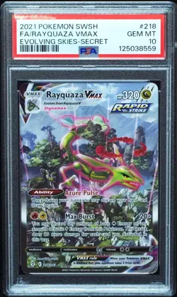 Rayquaza VMAX 218 PSA 10 Gem Mint Evolving Skies Pokemon Card ZR #559 - Image 1