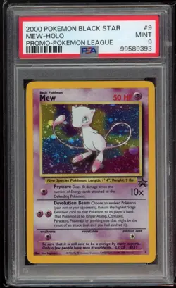 2000 Pokemon Black Star Mew-Holo #9 Promo-Pokemon League PSA 9 Mint! - Image 1