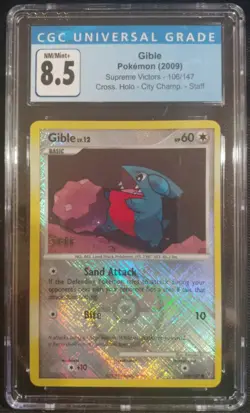Gible 106/147 Staff Promo City Championships CGC 8.5 NM/Mint+ Pokemon TCG - Image 1