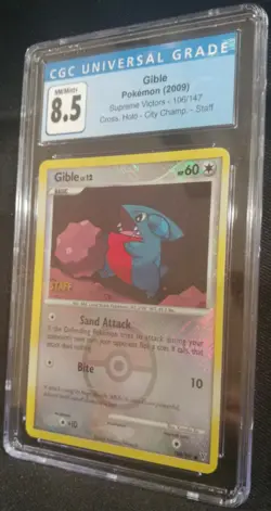 Gible 106/147 Staff Promo City Championships CGC 8.5 NM/Mint+ Pokemon TCG - Image 2