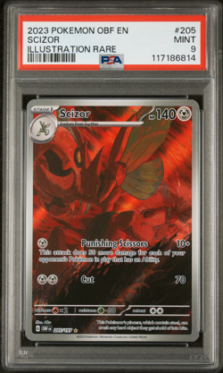 2023 POKEMON OBF EN-OBSIDIAN FLAMES #205 SCIZOR ILLUSTRATION RARE PSA9 - Image 1