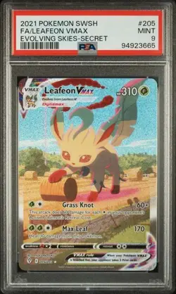 2021 Pokemon Evolving Skies Leafeon VMAX Full Alternate Alt Art #205/203 PSA 9 - Image 1