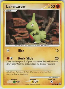 Pokemon Larvitar 63/100 Stormfront Common NM - Image 1