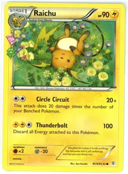 Pokemon TCG Raichu RC9/RC32 Generations: Radiant Collection Non-Holo Heavy Play - Image 1