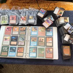 8 Pages of VERY OLD 90's Cards Collection in Binder. And 1,000 Bulk MTG Lot - Image 1