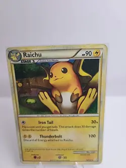Pokemon Card - Raichu HeartGold SoulSilver 10/123 Holo Rare POOR CONDITION - Image 1