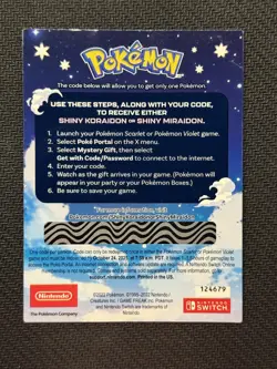 Shiny Koraidon & Miraidon Pokemon Scarlet Violet Serial Code Card Gamestop - Image 2