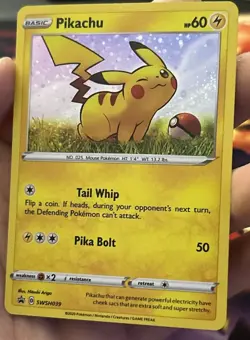 HD Swirl Pikachu SWSH039 Promo Pokemon Card Cosmos Holo NM Bleed - Image 4