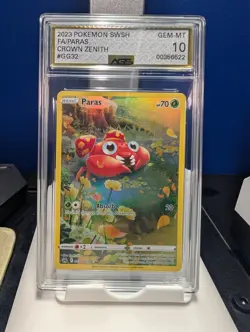 Paras GG32/GG70 Holo Full Art Rare Galarian Gallery Pokemon Crown Zenith AGS 10 - Image 1