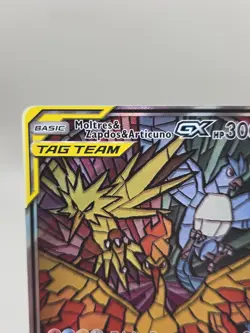Pokemon TCG Moltres Zapdos Articuno GX SM210 Stained Glass Promos Holo - Image 2