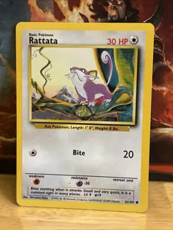 Rattata Jungle Wotc 1999 Pokemon 61/102 Base Set - Image 1