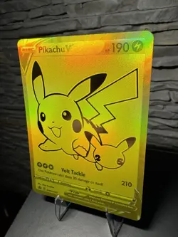 NM Pokemon Pikachu V #SWSH145 Celebrations 25th Anniversary Promo Gold LP+ - Image 5