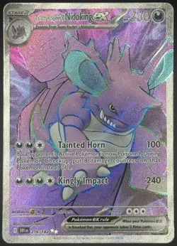 Pokemon TCG Team Rocket's Nidoking ex Destined Rivals Holo Full Art 216/182 NM - Image 1