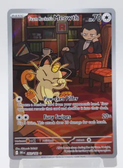 Team Rocket's Meowth 203/182 Sv10: Destined Rivals Pokemon FREE SHIPPING - Image 1