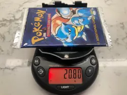 SEALED WEIGHED 1999 Pokemon TCG Base Set Unlimited Booster Pack Blastoise 20.80g - Image 1