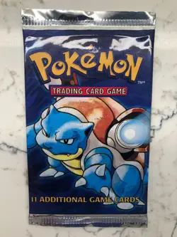 SEALED WEIGHED 1999 Pokemon TCG Base Set Unlimited Booster Pack Blastoise 20.80g - Image 2