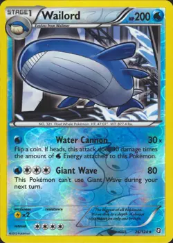 Wailord 26/124 Dragons Exalted Reverse-Holo Rare Pokemon Card LP - Image 1