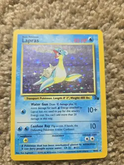 Pokemon TCG Lapras Fossil Holo Unlimited Rare Card 10/62 - Image 1