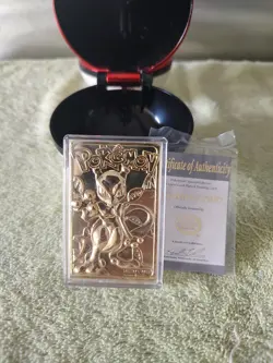 VINTAGE MEWTWO 1999 Burger King/Nintendo Pokemon 23K Gold Plated Trading Card - Image 1