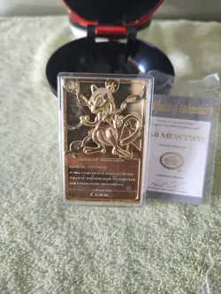 VINTAGE MEWTWO 1999 Burger King/Nintendo Pokemon 23K Gold Plated Trading Card - Image 2