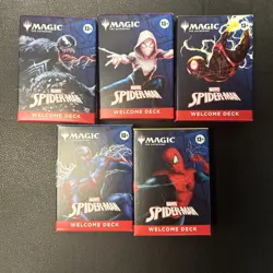MTG Spider-Man set of all 5 Welcome decks! Sealed! Venom, Miles, Spider-Gwen - Image 1