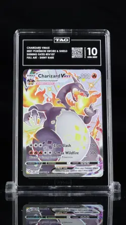 2021 POKEMON SWORD & SHIELD SHINING FATES #SV107 FULL ART/CHARIZARD VMAX TAG 10 - Image 1