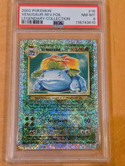 2002 POKEMON LEGENDARY COLLECTION #18 VENUSAUR-REVERSE FOIL PSA 8 - Image 1