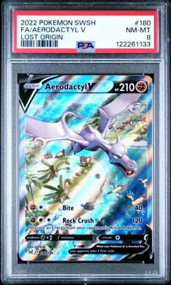 2022 POKEMON SWORD & SHIELD LOST ORIGIN #180 FULL ART/AERODACTYL V PSA 8 - Image 1