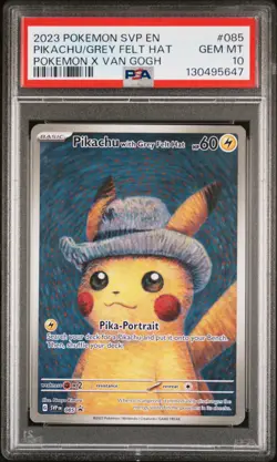 2023 POKEMON SVP EN-SV BLACK STAR PROMO #085 PIKACHU WITH GREY FELT HAT PSA 10 - Image 1