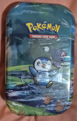 Pokemon TCG Sinnoh Stars Mini Tin Piplup 2 TCG Booster Packs Metal Coin NEW - Image 1