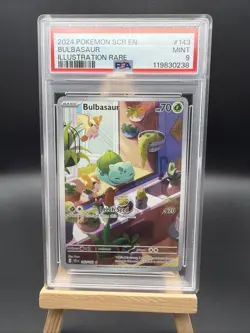 Pokemon TCG Bulbasaur Stellar Crown Illustration Holo Card 143/142 PSA 9 - Image 1