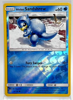 Alolan Sandshrew 28/156 Reverse Holo Pokemon Card 2018 Ultra Prism LP - Image 1