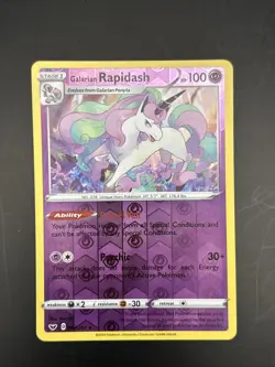 2020 Pokemon Galarian Rapidash 082/202 Reverse Holo Card ­- Sword & Shield - Image 1