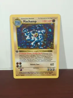Pokemon Card 1st Edition Shadowless Holo Machamp 8/102 - Image 1